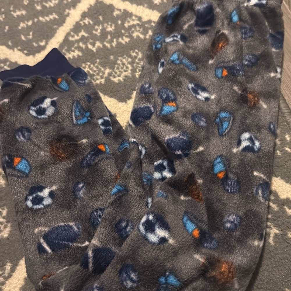 Cozy Gray and Blue Fleece Pajama Pants